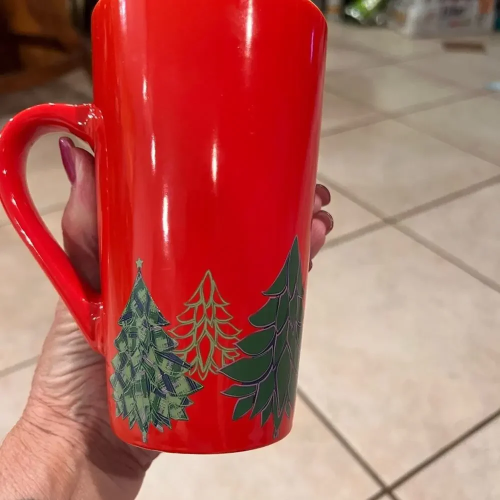 Starbucks red pine tree Christmas offer mug size 16 oz